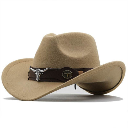 Fashion Woolen Western Denim Top Hat - Sun Protection, Multiple Colors - Buy Center US