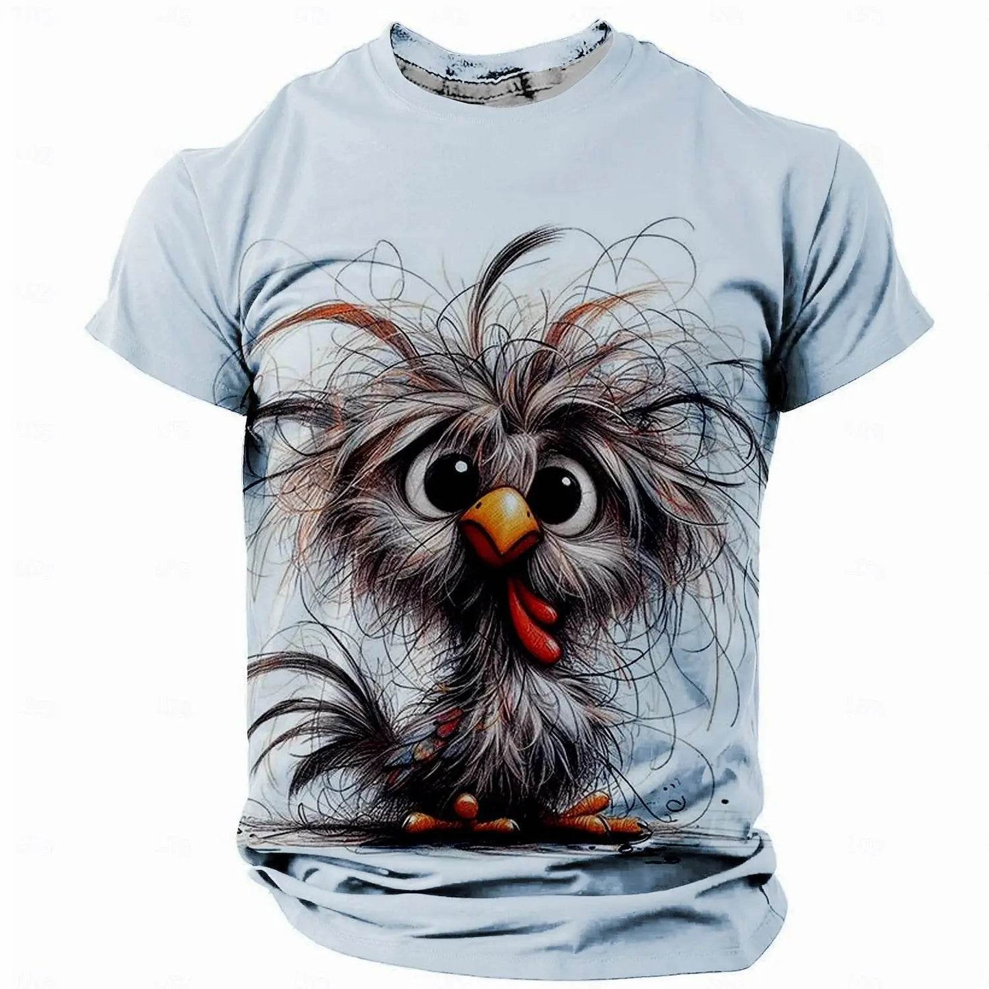 Funny Men's Oversized T-Shirt with Animal Chicken Print - Casual Summer Tee - Buy Center US