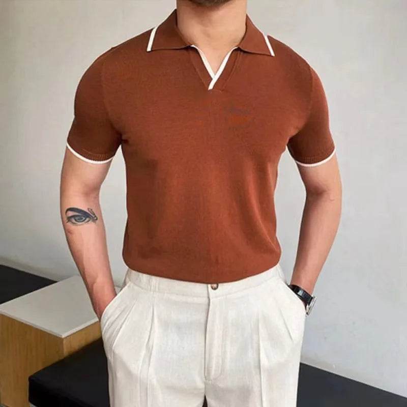 XFT Vintage Men’s Stripe Polo Shirt - Casual Summer Short Sleeve Fashion - Buy Center US