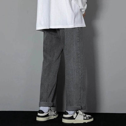Men's Straight Leg Casual Jeans - Baggy Korean Streetwear Denim - Buy Center US