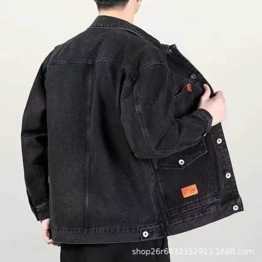 Trendy Men's Loose Fit Denim Jacket - Fashionable Spring Crossbody Style - Buy Center US