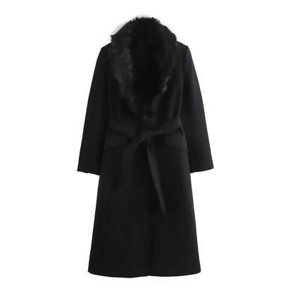 Women's Faux Fur Collar Coat - Autumn Winter Fashion by RainbowDay - Buy Center US