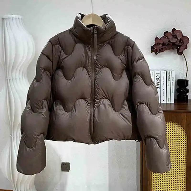 Women's Short Puffer Jacket 2025 - 90% White Duck Down, Casual Style - Buy Center US