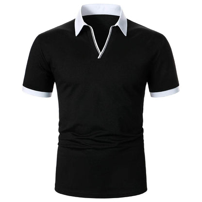 Men's Casual V-Neck Polo Shirt - Short Sleeves, Breathable Fabric - Buy Center US