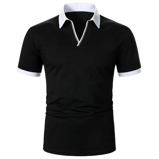 Men's Casual V-Neck Polo Shirt - Short Sleeves, Breathable Fabric - Buy Center US