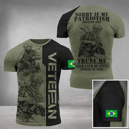 Brazil Flag 3D Print Men's T-Shirt - Casual Summer Oversized Tee - Buy Center US