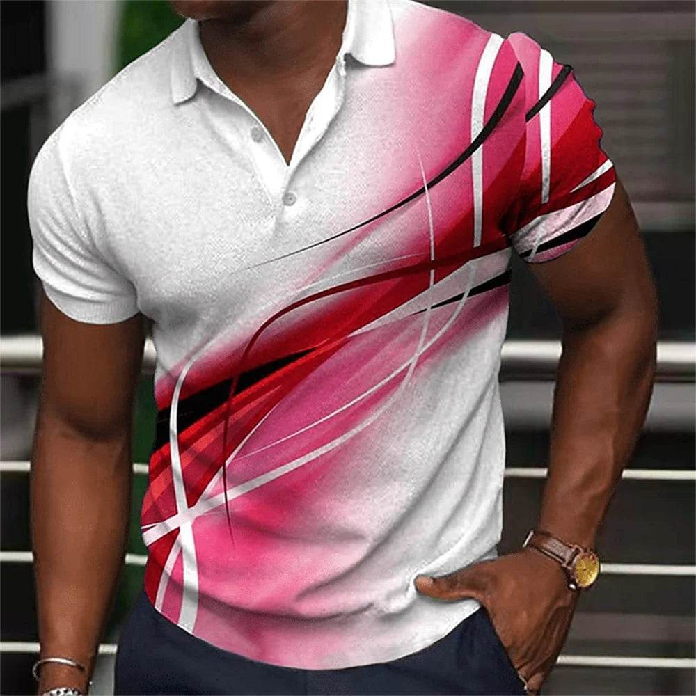 Men's Gradient Polo Shirt - Casual Short Sleeve Tees for All Seasons - Buy Center US