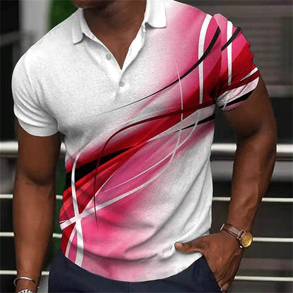 Men's Gradient Polo Shirt - Casual Short Sleeve Tees for All Seasons - Buy Center US