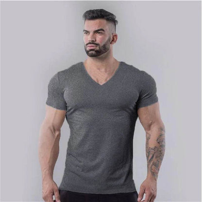 Muscleguys Men’s V-Neck Gym T-Shirt - Slim Fit, Breathable Cotton - Buy Center US
