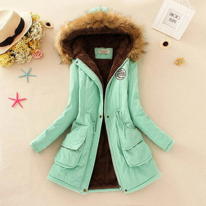 Women's Plus Size Warm Hooded Parka - Fleece Lined Mid-Length Jacket - Buy Center US