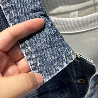 SELAITAILYE Men's Blue Denim Jacket - Casual Lapel Collar for Spring & Autumn - Buy Center US