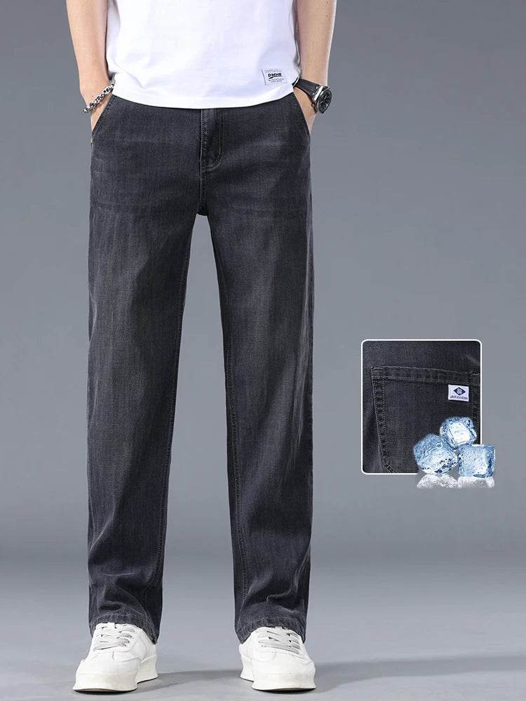 Men's Thin Straight Lyocell Jeans - Casual Comfortable Fashion Trousers - Buy Center US