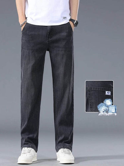 Men's Thin Straight Lyocell Jeans - Casual Comfortable Fashion Trousers - Buy Center US