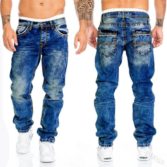 HONGYOUHANYAN Men's Stretch Straight Jeans - Casual Hip Hop Design - Buy Center US