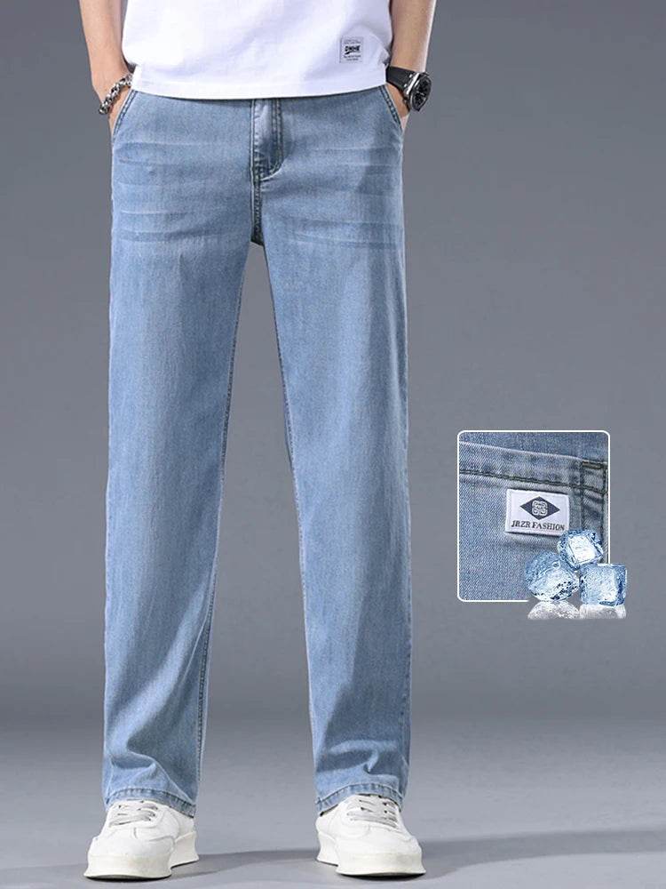 Men's Thin Straight Lyocell Jeans - Casual Comfortable Fashion Trousers - Buy Center US