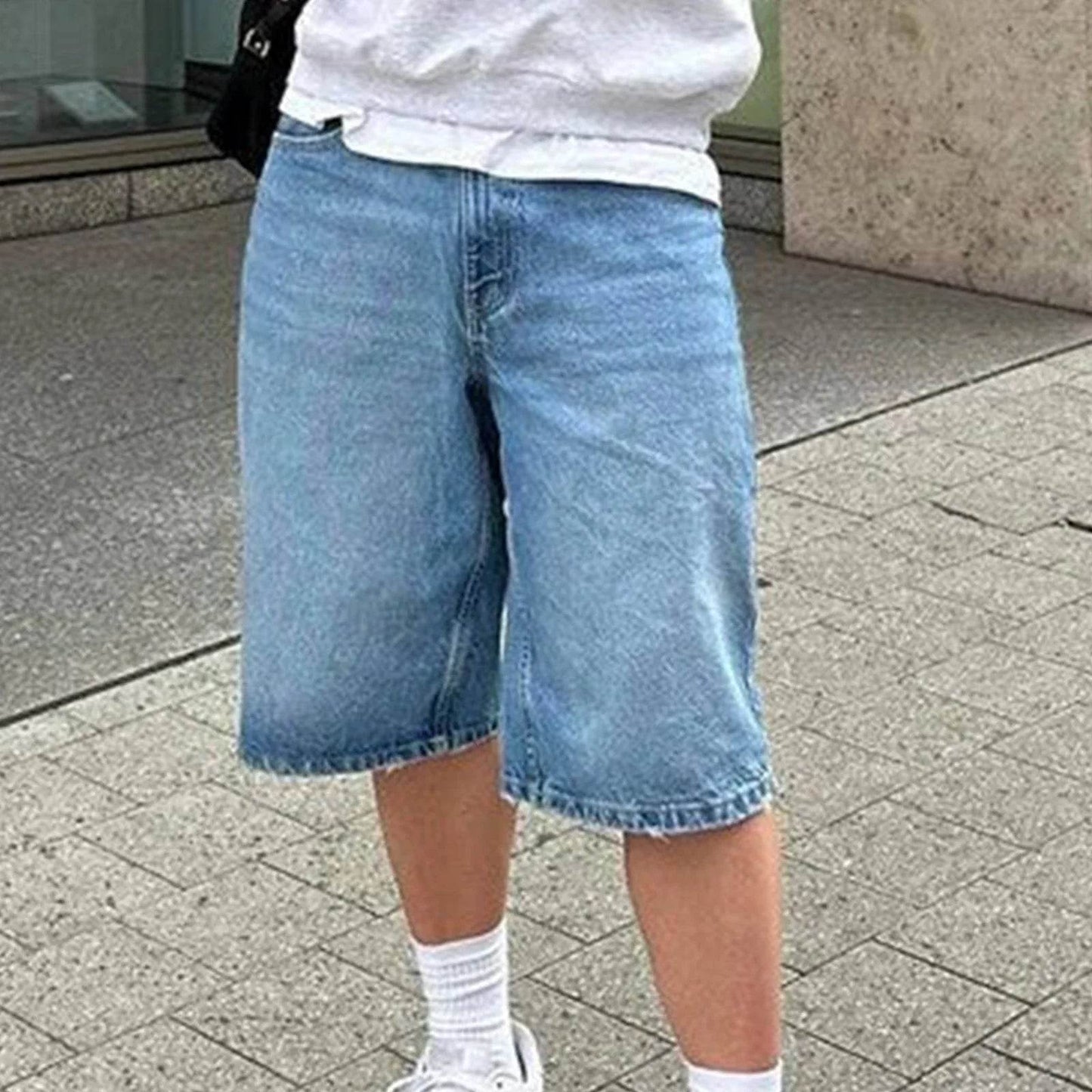 Men's Baggy Denim Shorts - Casual Loose Fit Y2K Vintage Streetwear - Buy Center US