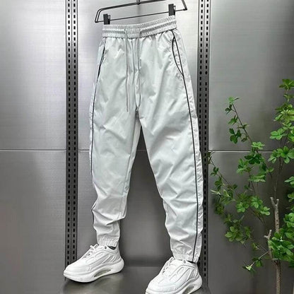 Korean Style Ice Silk Joggers for Men - Casual Ankle-Length Harem Pants - Buy Center US