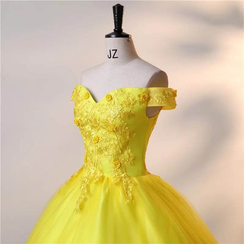 Ashley Gloria Yellow Quinceanera Dress - Elegant Floral Ball Gown - Buy Center US