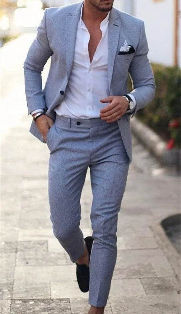 Zmbanpise Men's 2-Piece Linen Suit - Smart Casual Wedding Attire - Buy Center US