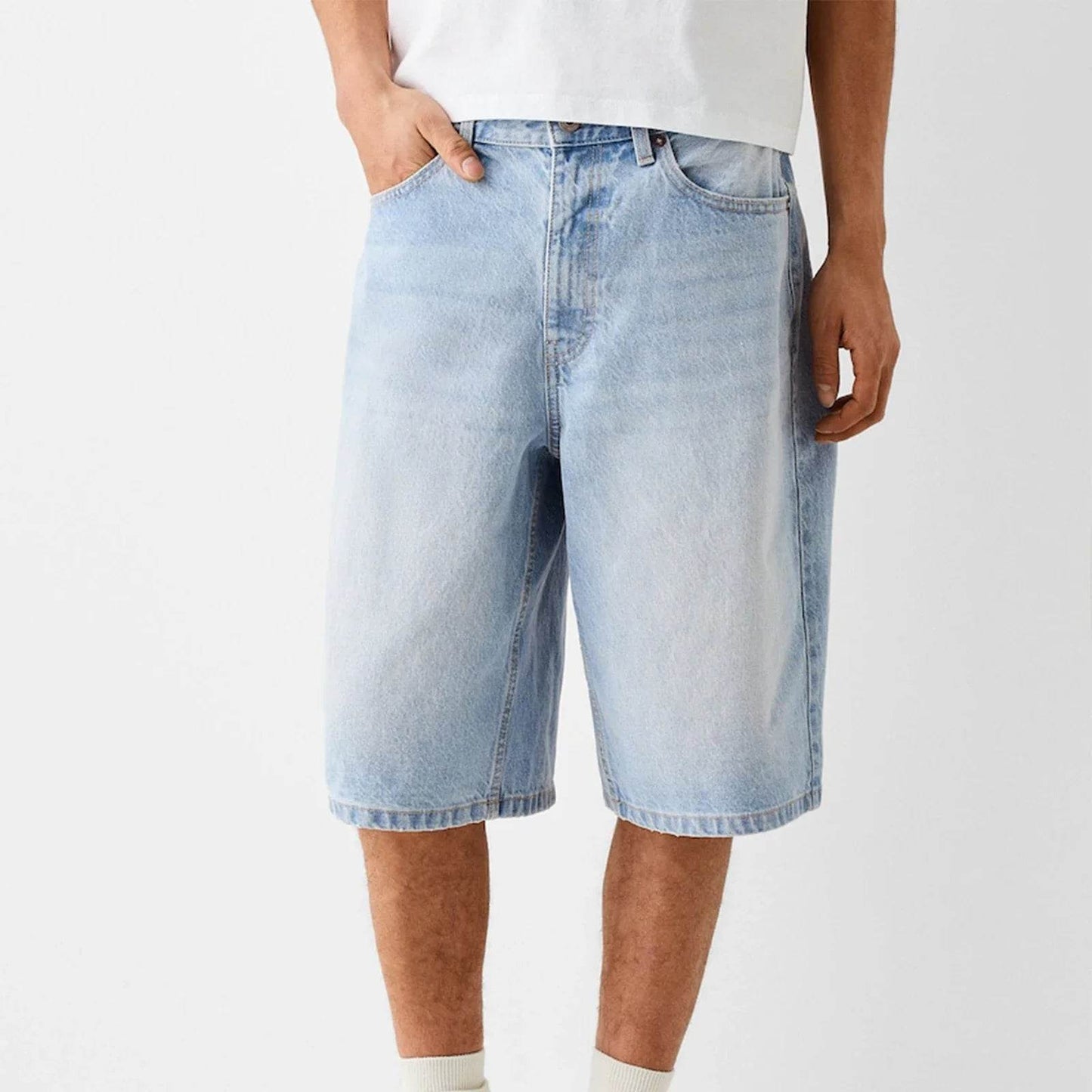 Men's Baggy Denim Shorts - Casual Loose Fit Y2K Vintage Streetwear - Buy Center US