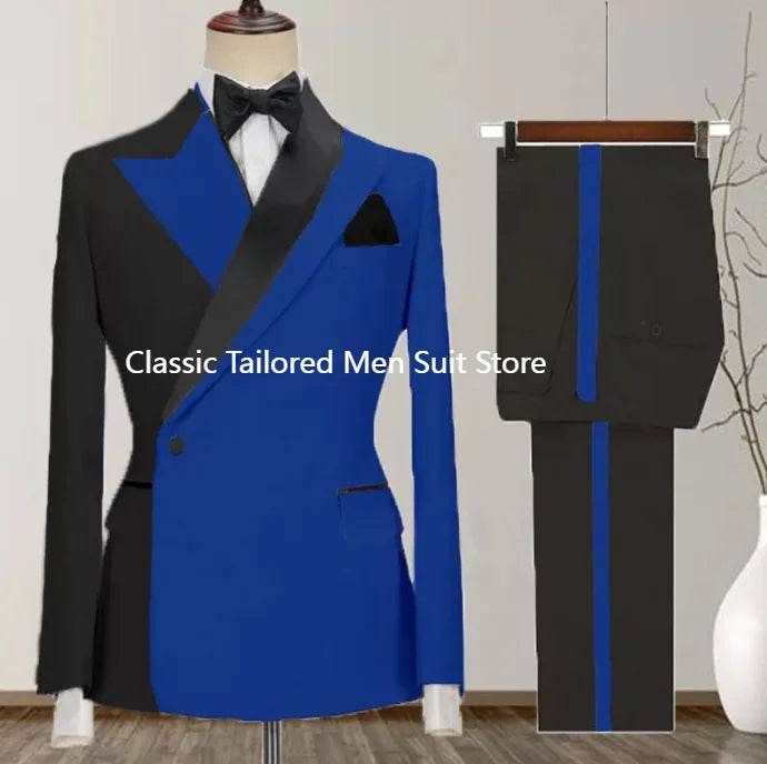 2024 Custom Black Tuxedo Suit for Men - Double Breasted, Peaked Lapel - Buy Center US