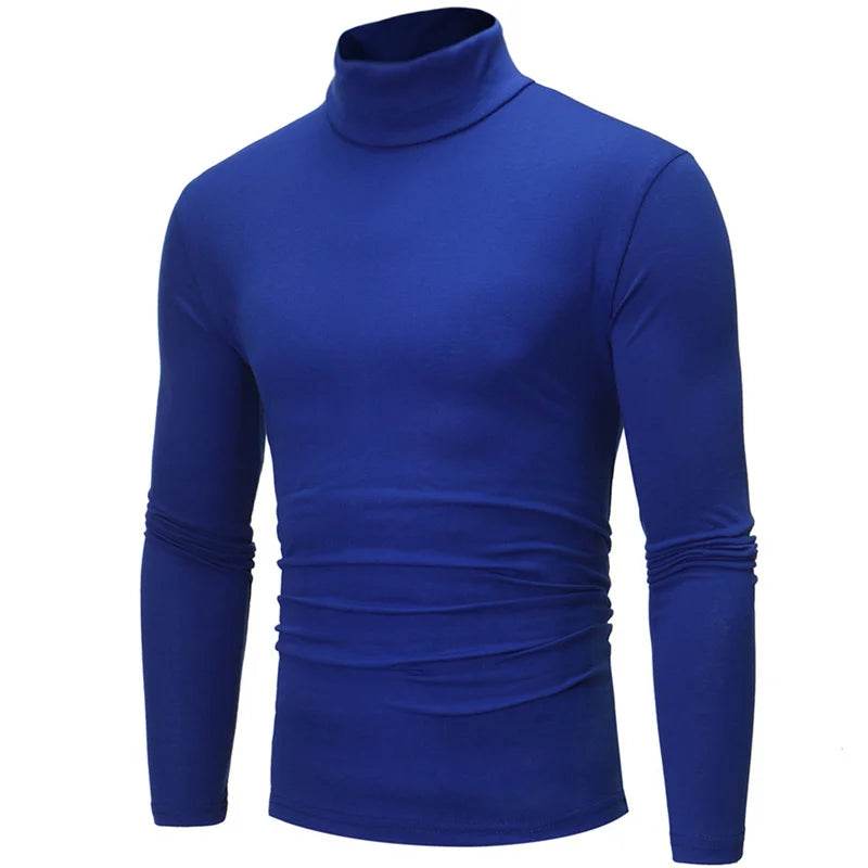 Bigsweety Men's Turtleneck Pullover - Solid Color Slim Fit for Spring - Buy Center US