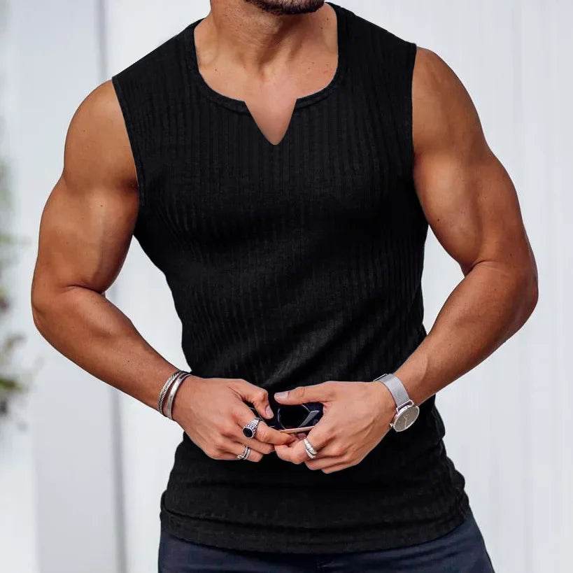 RUASPV Men's V-Neck Gym Tank Top - Cool Summer Fitness Sleeveless Vest - Buy Center US