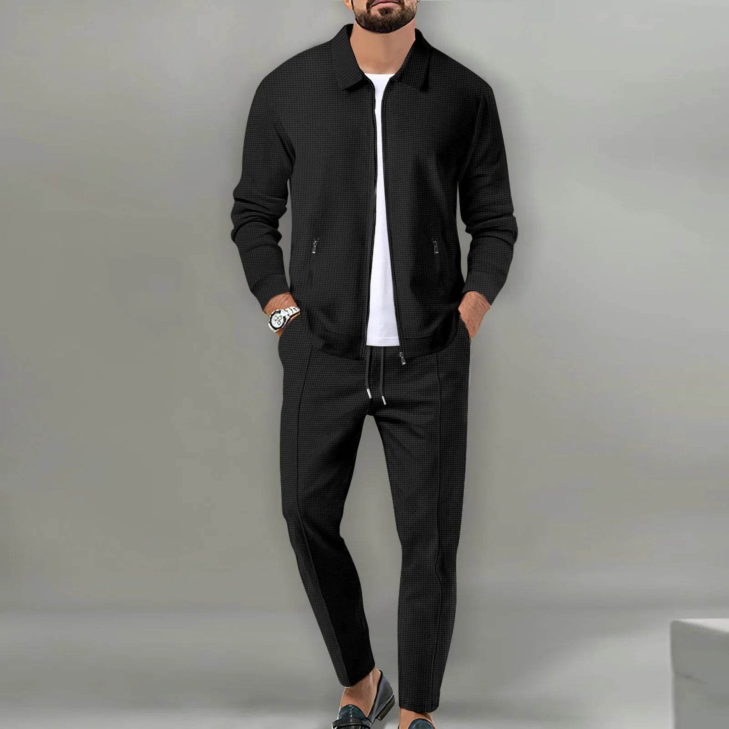 Boilen Heng Xin Men's Casual Blazer Set - Waffle Baseball Suit - Buy Center US