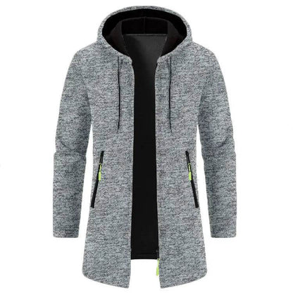 Men's Casual Long-Sleeved Hooded Cardigan Jacket - Solid Color Zipper Style - Buy Center US