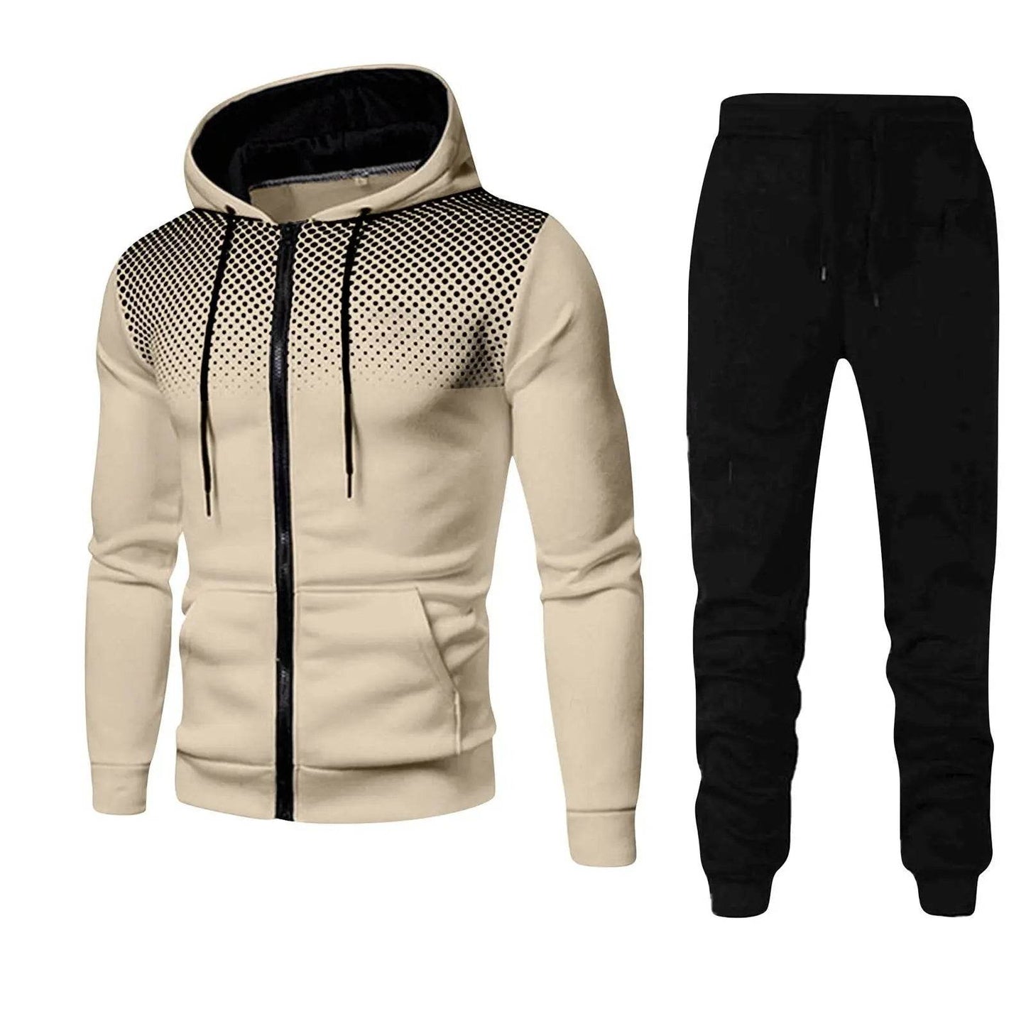 Stylish Zipper Hooded Tracksuit for Men - Casual Fitness Jogging Set - Buy Center US