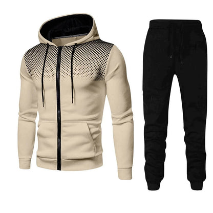 Stylish Zipper Hooded Tracksuit for Men - Casual Fitness Jogging Set - Buy Center US