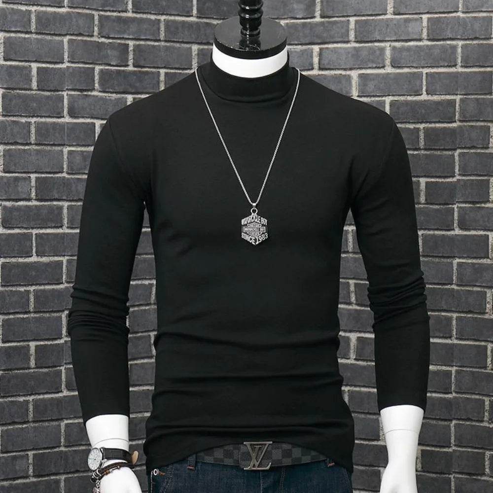 Men's Casual Turtleneck T-Shirt - Autumn Winter Slim Fit Long Sleeve - Buy Center US