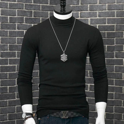 Men's Casual Turtleneck T-Shirt - Autumn Winter Slim Fit Long Sleeve - Buy Center US