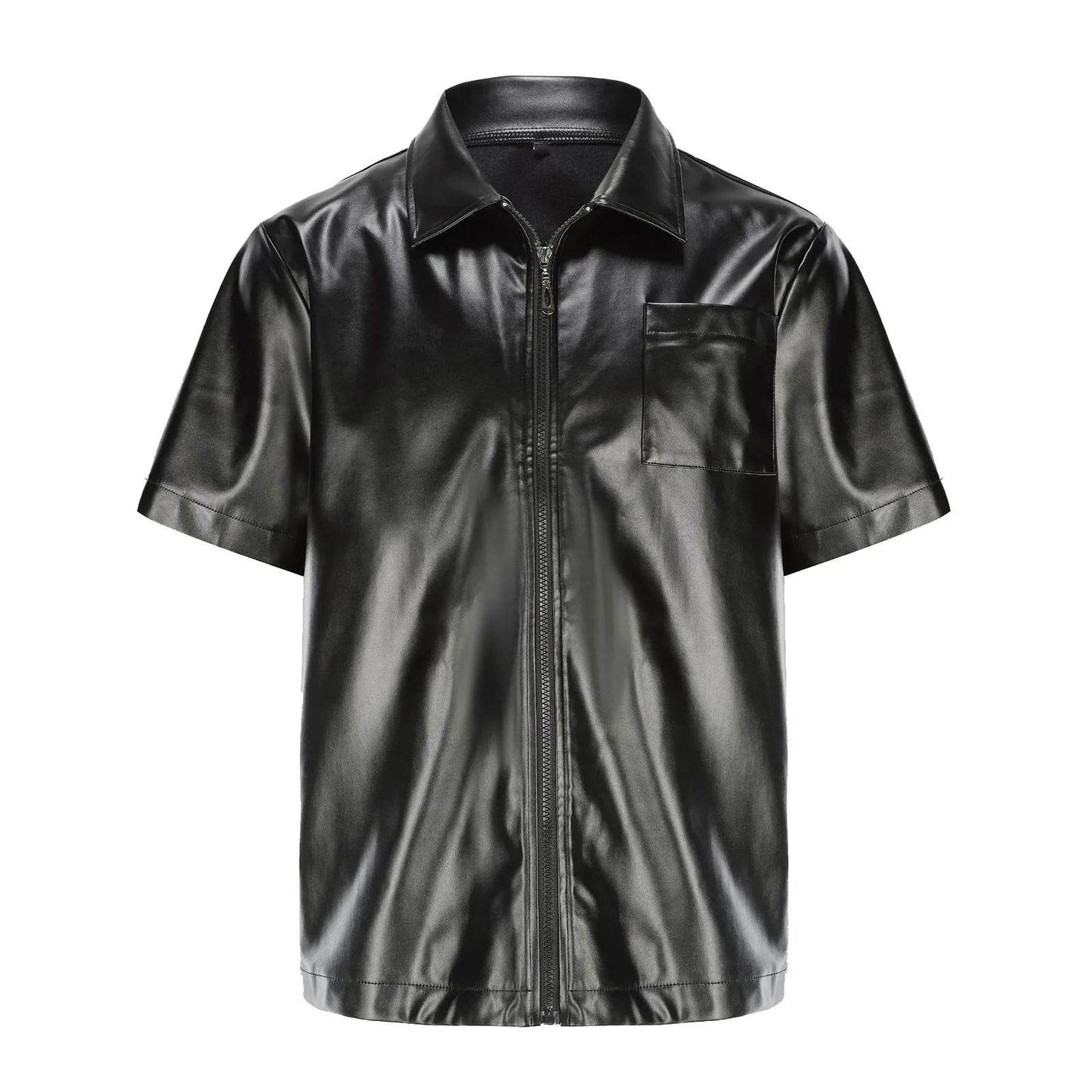 Men's Casual Oversized Leather Jacket - Short Sleeved Fashion Top - Buy Center US