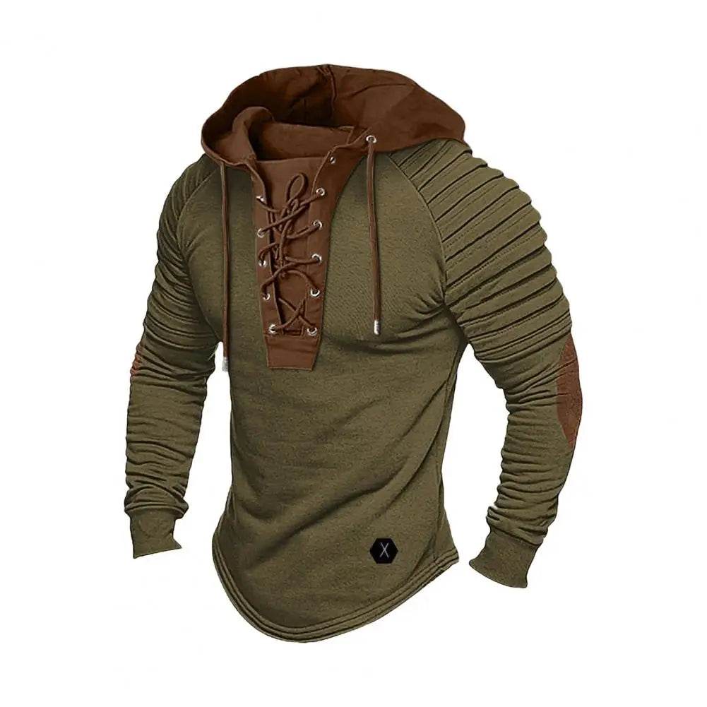 Men’s Spring Fall Colorblock Hoodie - Casual Long Sleeve Pullover Top - Buy Center US