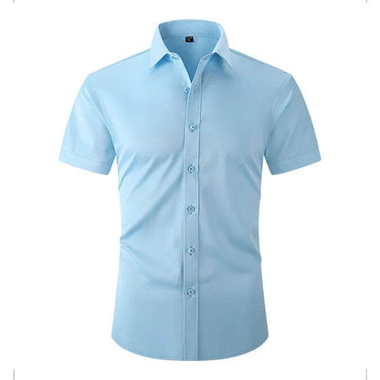 Jwoglt Men's Casual Button-Down Short Sleeve Shirt - Solid Black & White - Buy Center US