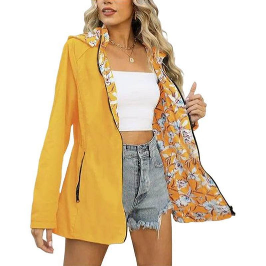 RVHS Women's Reversible Hooded Jacket - Casual Multicolour Coat S-2XL - Buy Center US
