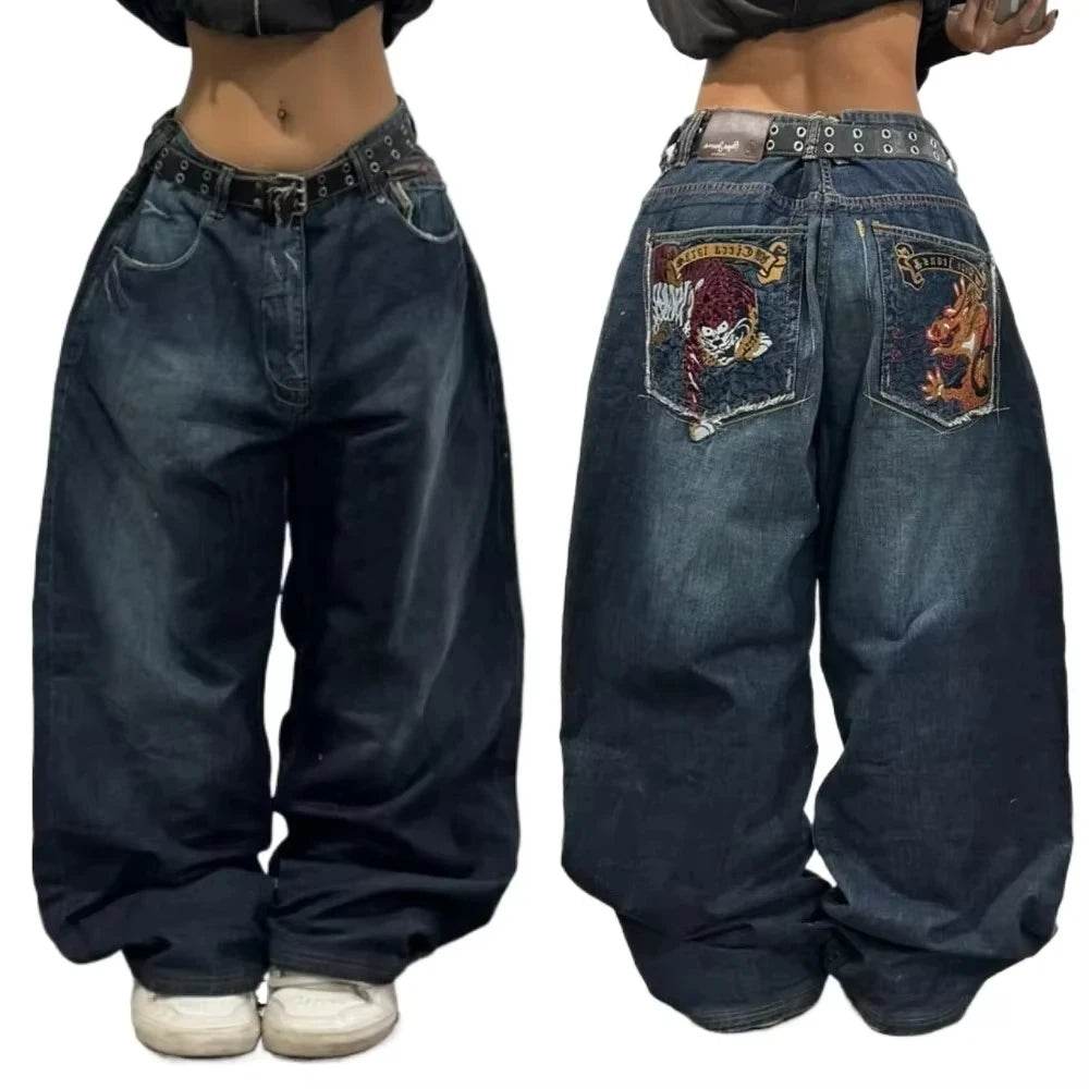 Y2K Harajuku Big Pocket Baggy Jeans for Men - Vintage Punk Style - Buy Center US