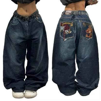 Y2K Harajuku Big Pocket Baggy Jeans for Men - Vintage Punk Style - Buy Center US