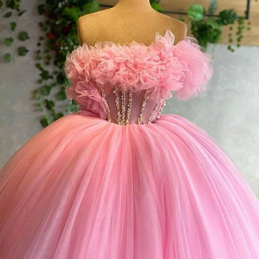 Angelsbridep Pink Off-Shoulder Ball Gown - Quinceanera & Sweet 16 - Buy Center US