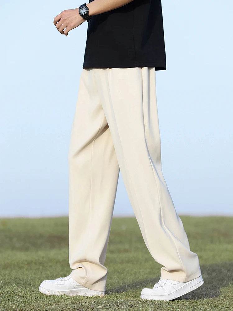 Lightweight Korean Men's Loose Slacks - Elastic Waist for Comfort - Buy Center US