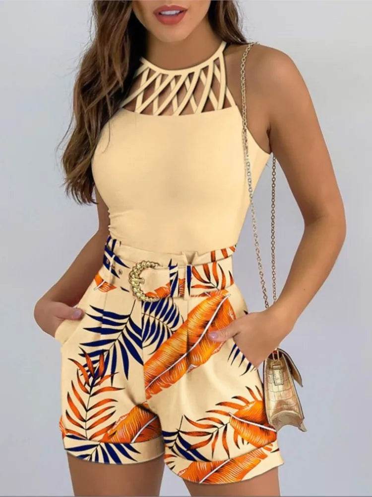 Women’s Summer Two Piece Suit - Sexy Slim Tank Top & Shorts Set - Buy Center US
