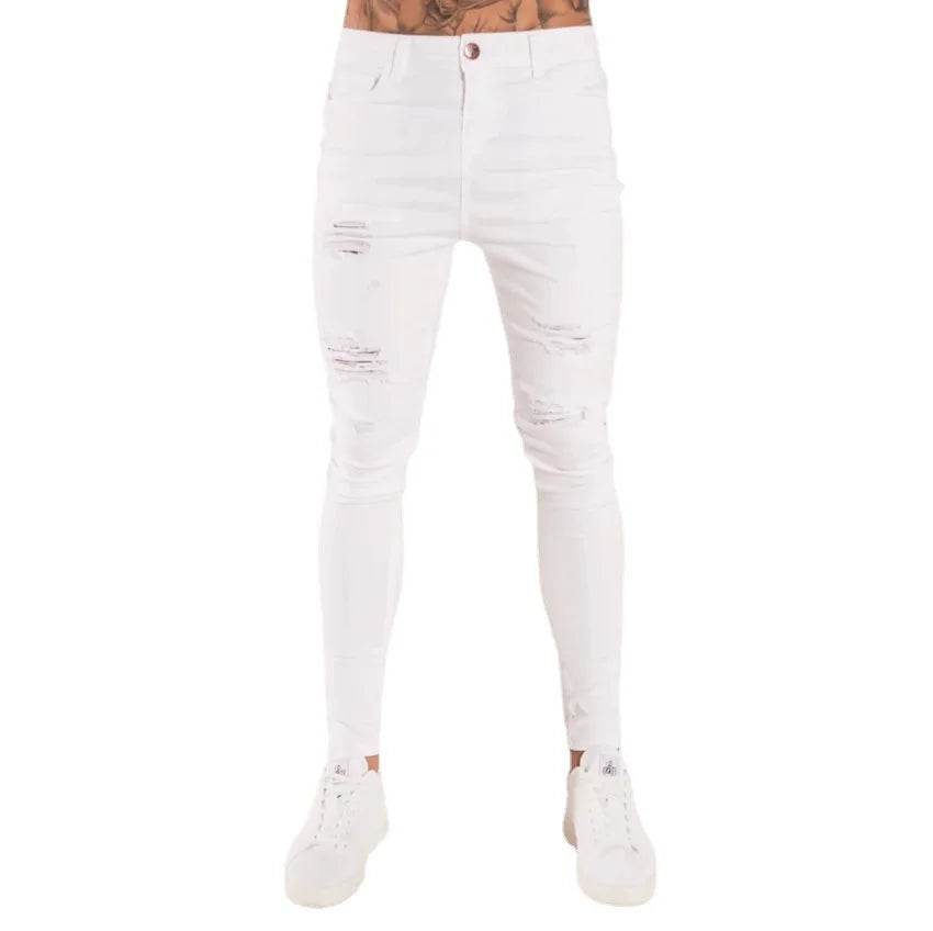 Casual Solid Color Stretch Jeans for Men - Slim Fit Work Trousers - Buy Center US