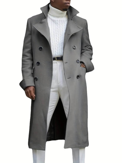 Men's Double-Breasted Woolen Overcoat - Casual England Style Winter Jacket - Buy Center US
