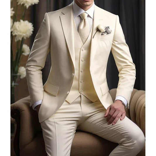 Elegant Men's Wedding Suit - Slim Fit 3-Piece Blazer, Pants & Vest - Buy Center US