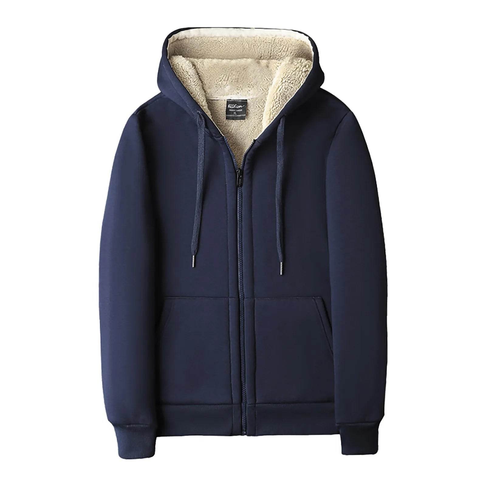 Men’s Padded Hooded Cardigan - Thickened Lamb Wool for Fall & Winter - Buy Center US