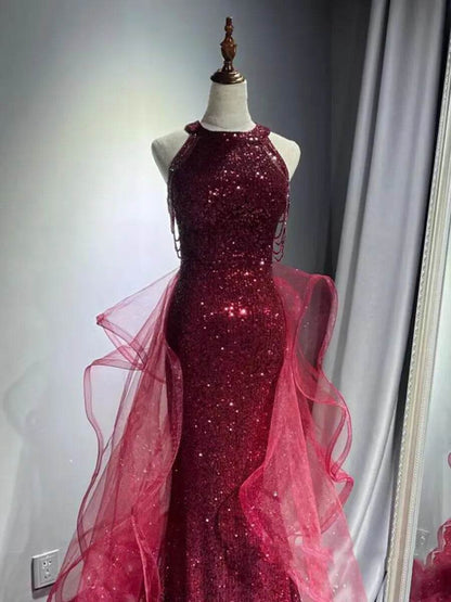 Jeheth Elegant Navy Blue Evening Dress - Customized Sweep Train Gown - Buy Center US