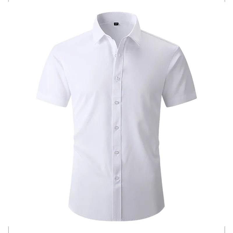 Jwoglt Men's Casual Button-Down Short Sleeve Shirt - Solid Black & White - Buy Center US