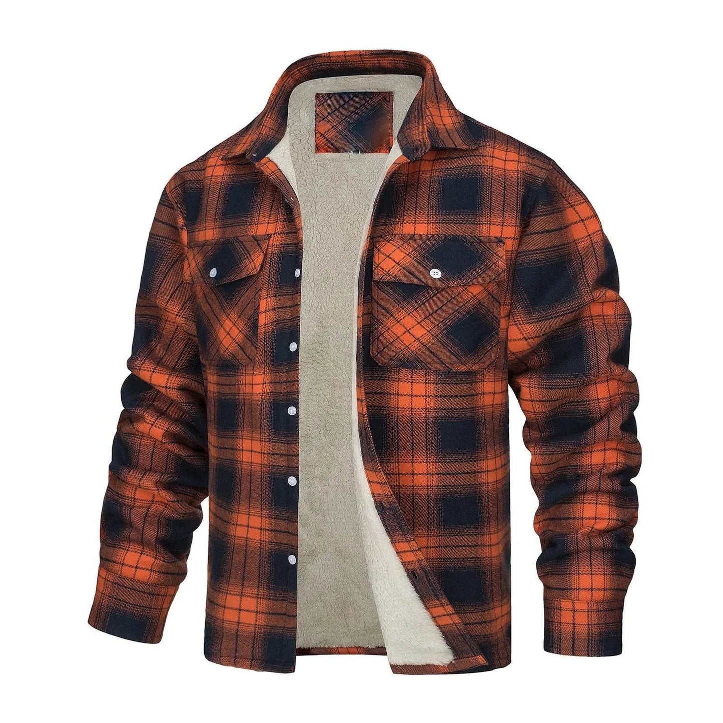 Men’s Casual Plaid Winter Jacket - Soft Plush Long Sleeve Outerwear - Buy Center US