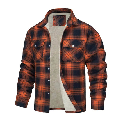 Men’s Casual Plaid Winter Jacket - Soft Plush Long Sleeve Outerwear - Buy Center US